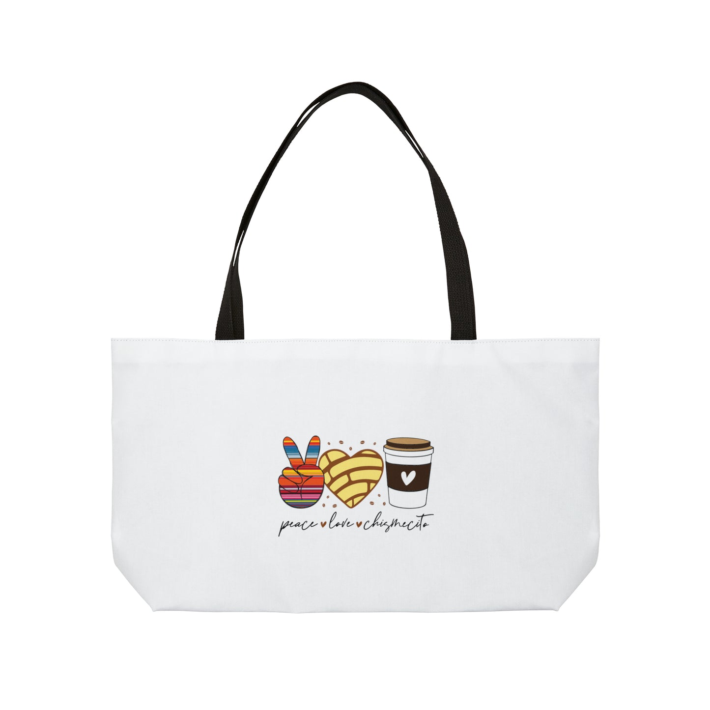 Peace Love Coffee Spanish Weekender Tote Bag