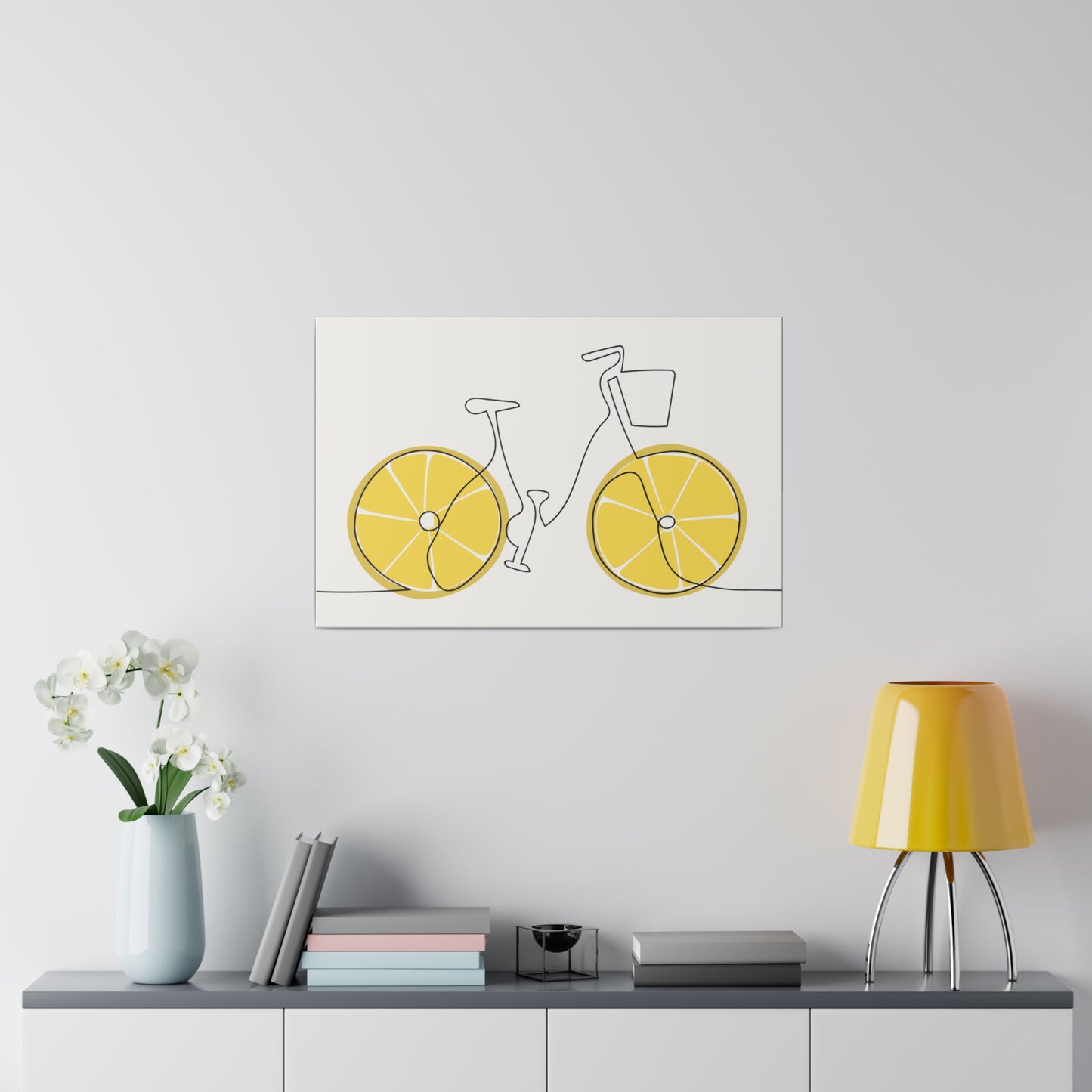 Lemon Wheel Bike Matte Canvas, Stretched, 0.75"