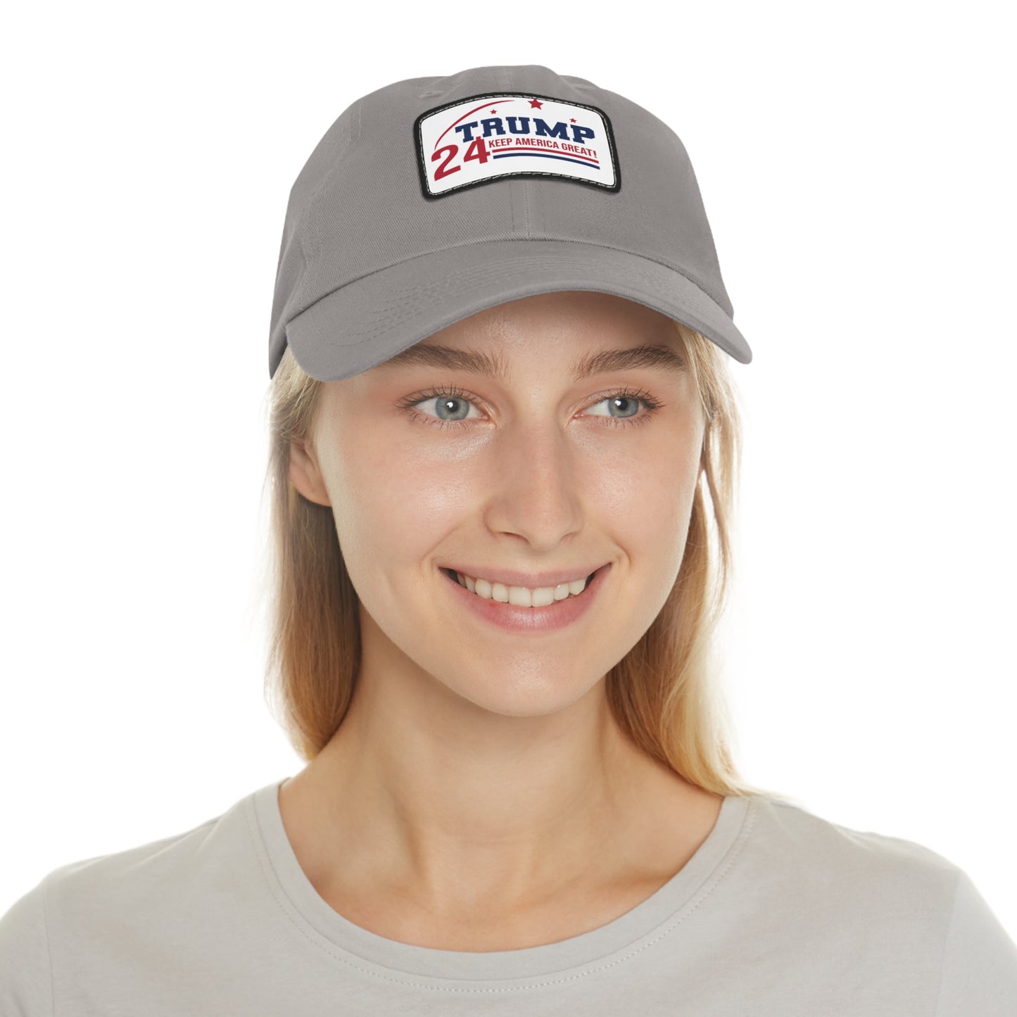 Trump 2024 Dad Hat with Leather Patch (Rectangle)