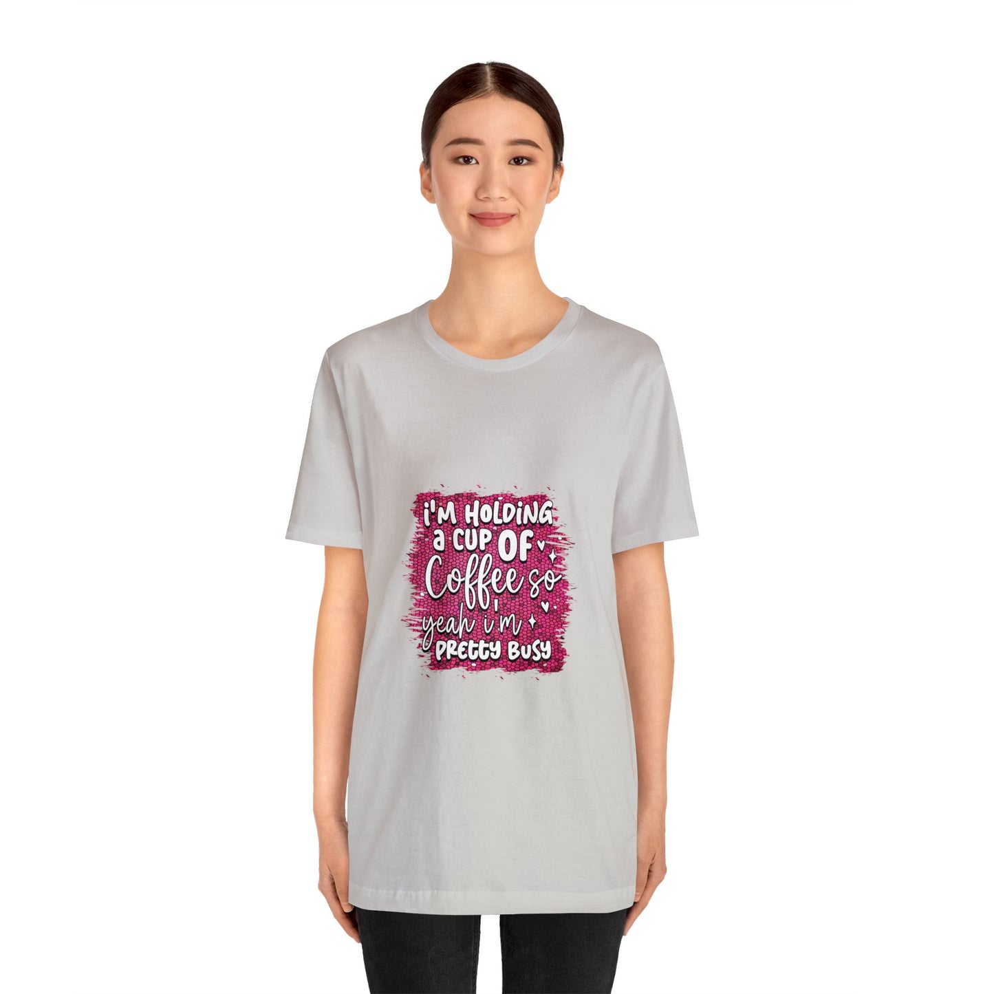 Holding a Cup of Coffee Unisex Jersey Short Sleeve Tee