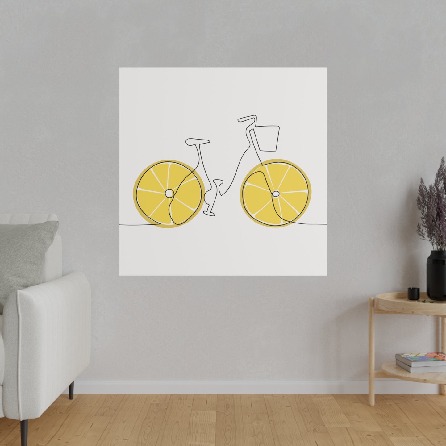 Lemon Wheel Bike Matte Canvas, Stretched, 0.75"