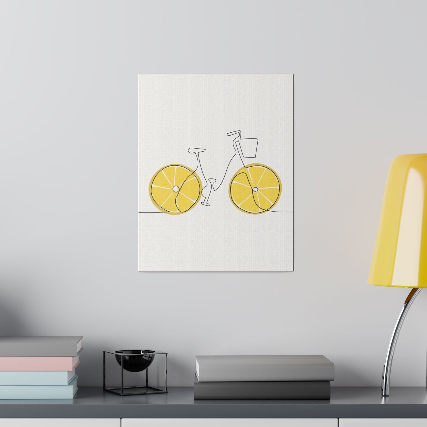 Lemon Wheel Bike Matte Canvas, Stretched, 0.75"