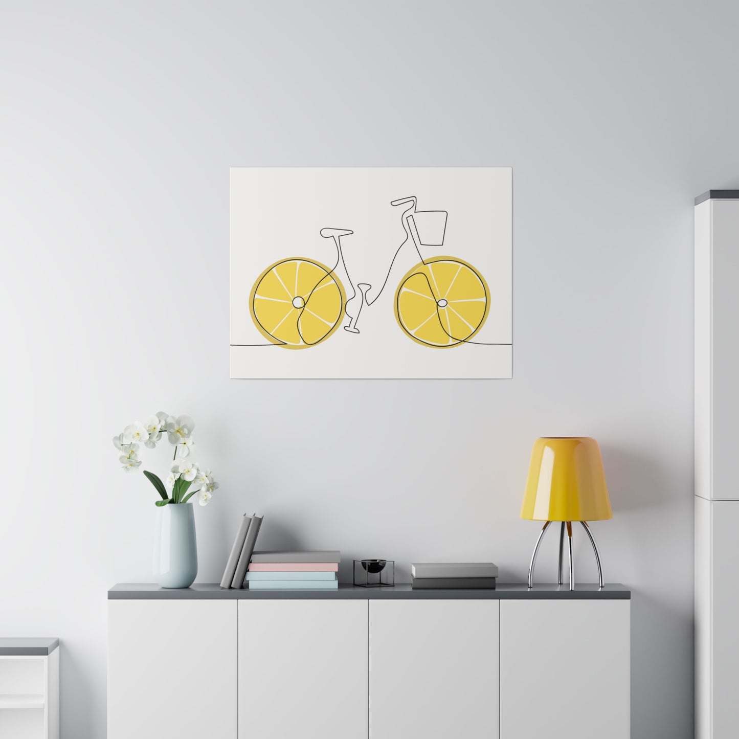 Lemon Wheel Bike Matte Canvas, Stretched, 0.75"