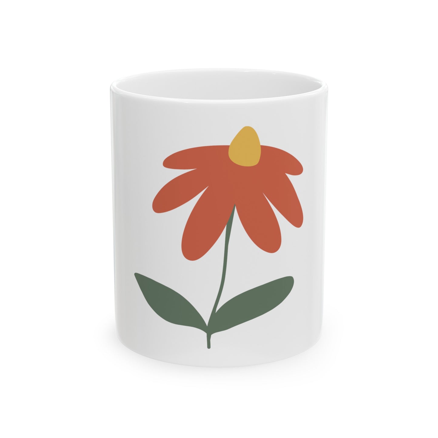 Flower Ceramic Mug, (11oz, 15oz)