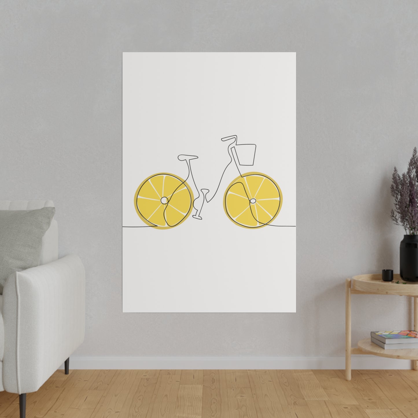 Lemon Wheel Bike Matte Canvas, Stretched, 0.75"