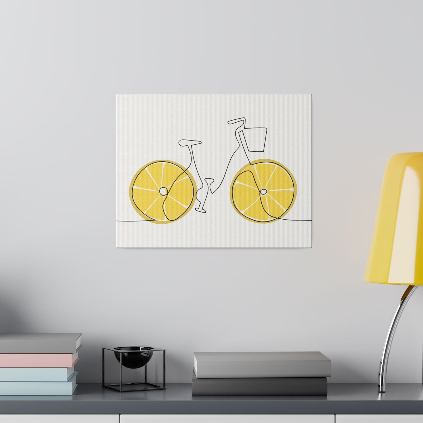 Lemon Wheel Bike Matte Canvas, Stretched, 0.75"