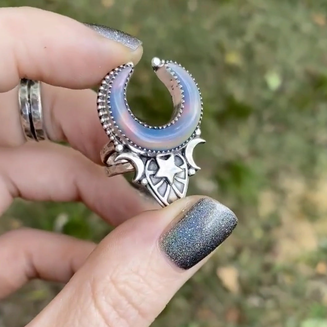 Epoxy alloy jewelry star and moon ring