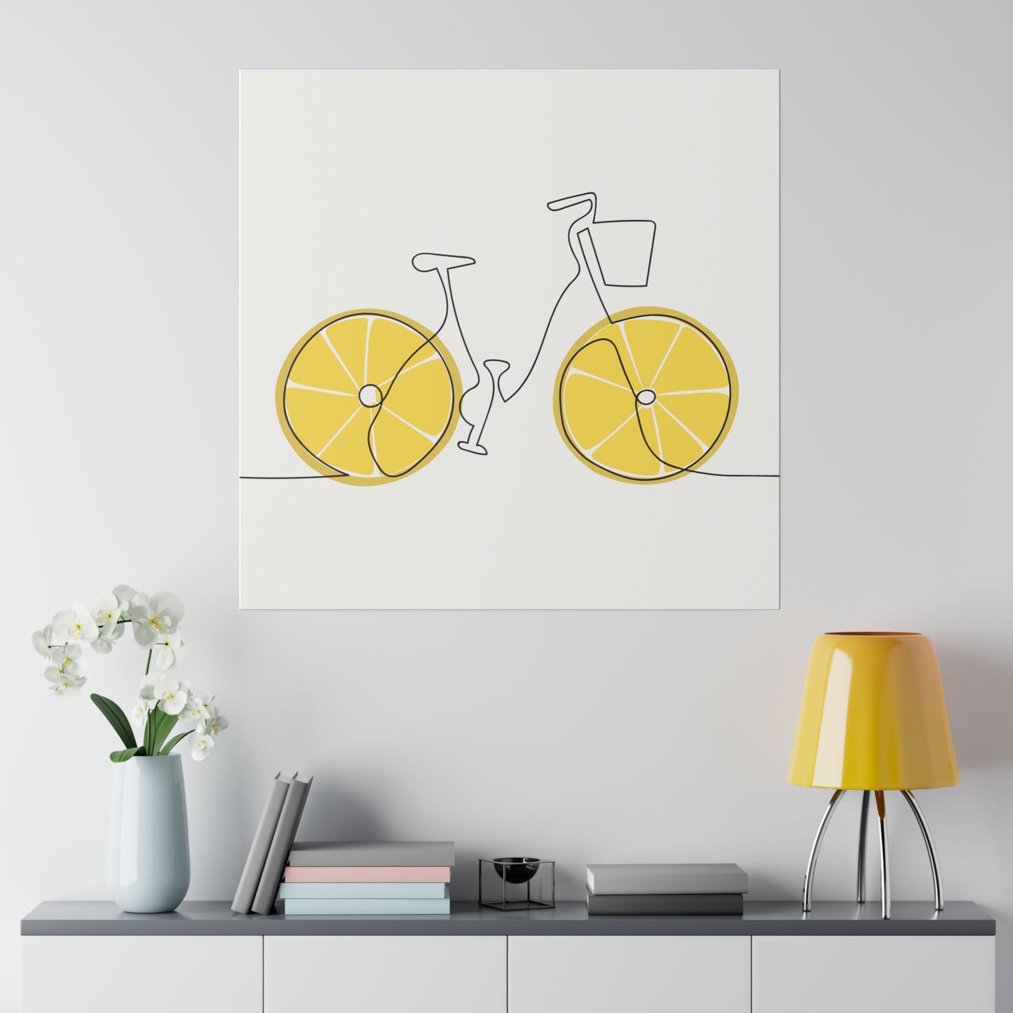 Lemon Wheel Bike Matte Canvas, Stretched, 0.75"