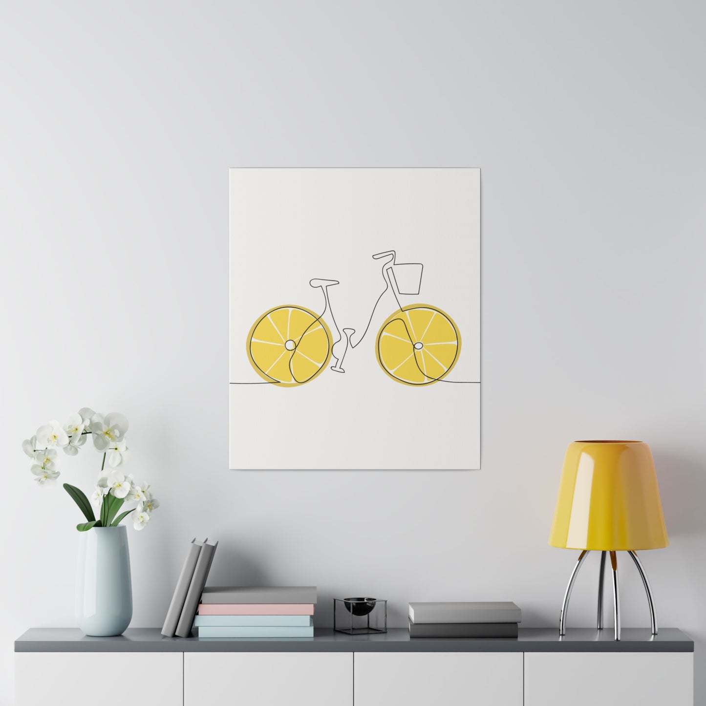 Lemon Wheel Bike Matte Canvas, Stretched, 0.75"