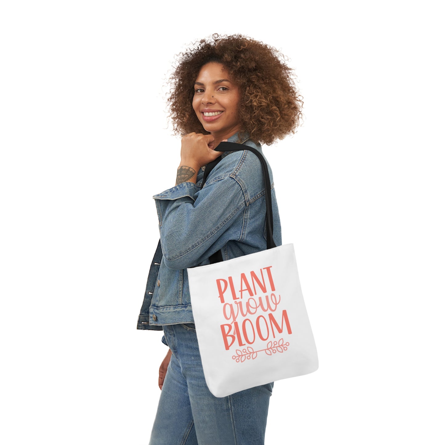 Plant Grow Bloom Spring Canvas Tote Bag, 5-Color Straps