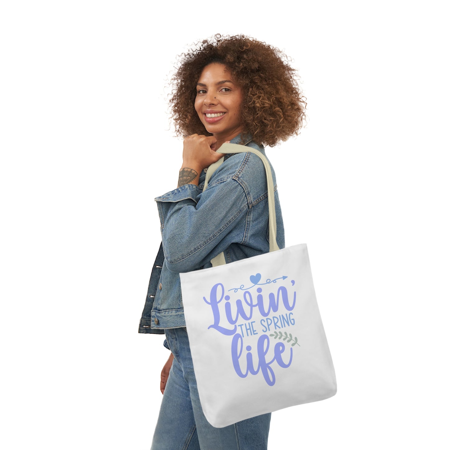 Livin' The Spring Life Canvas Tote Bag, 5-Color Straps