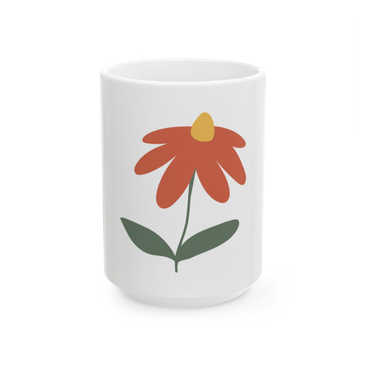 Flower Ceramic Mug, (11oz, 15oz)