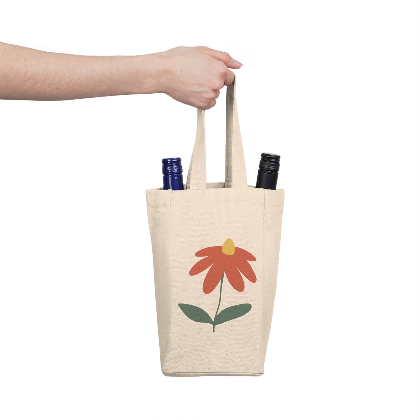 Flower Double Wine Tote Bag