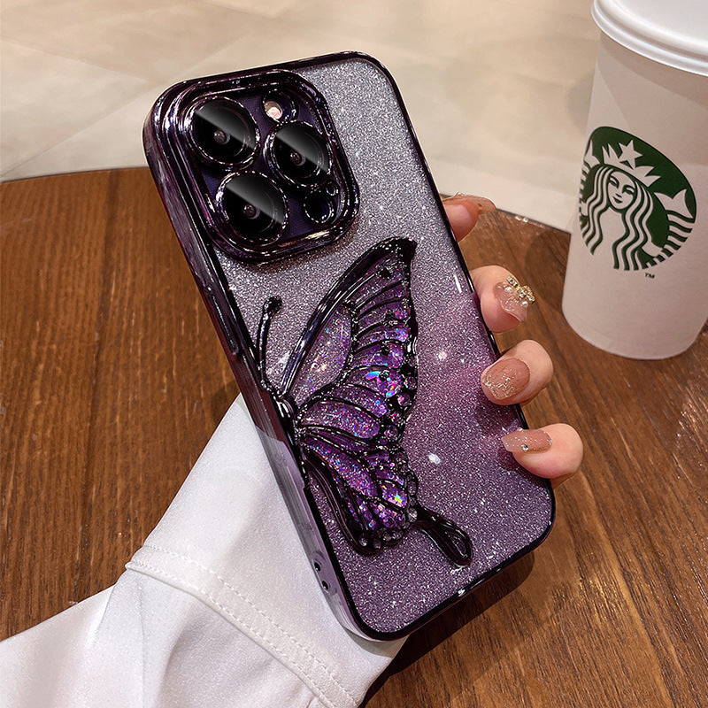 Transparent Shatter-proof Quicksand Butterfly X Phone Case