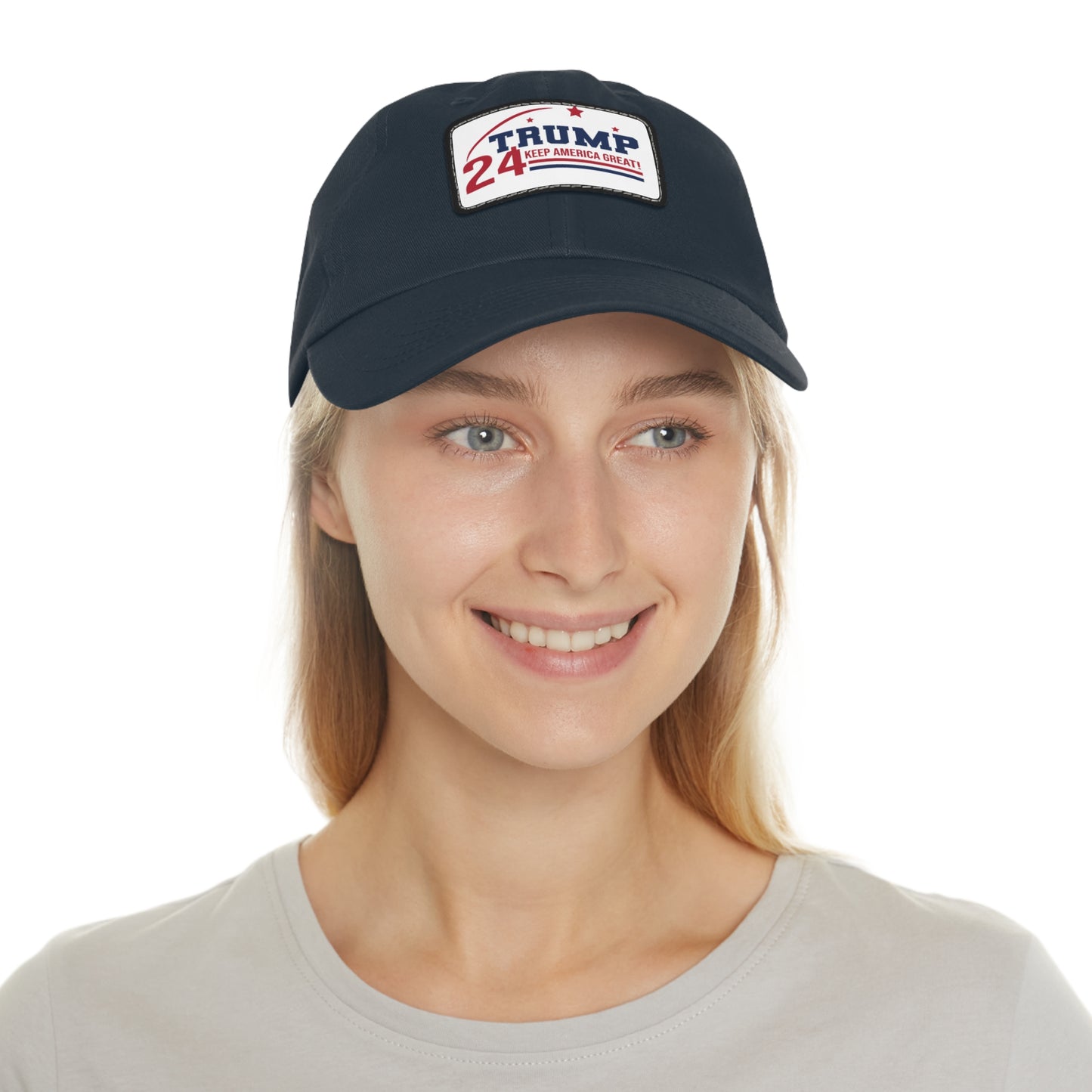 Trump 2024 Dad Hat with Leather Patch (Rectangle)