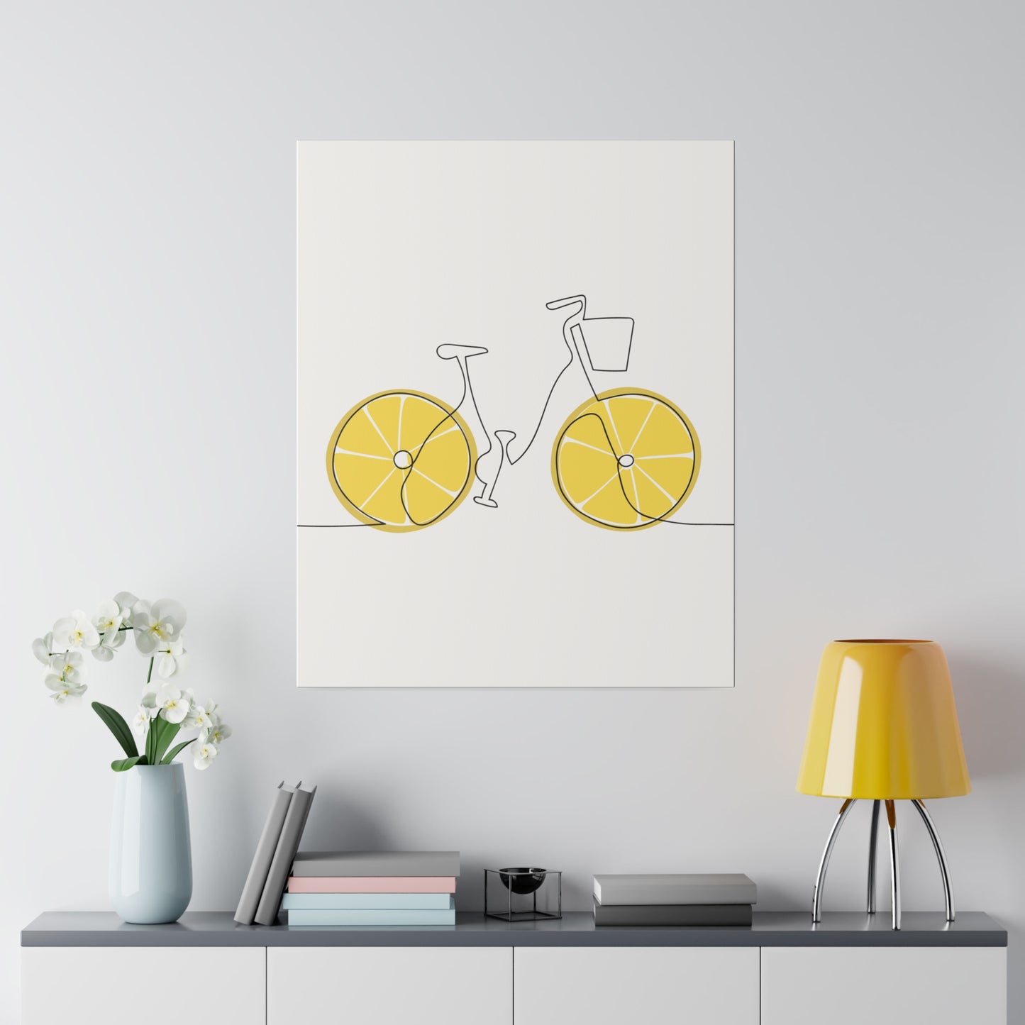 Lemon Wheel Bike Matte Canvas, Stretched, 0.75"