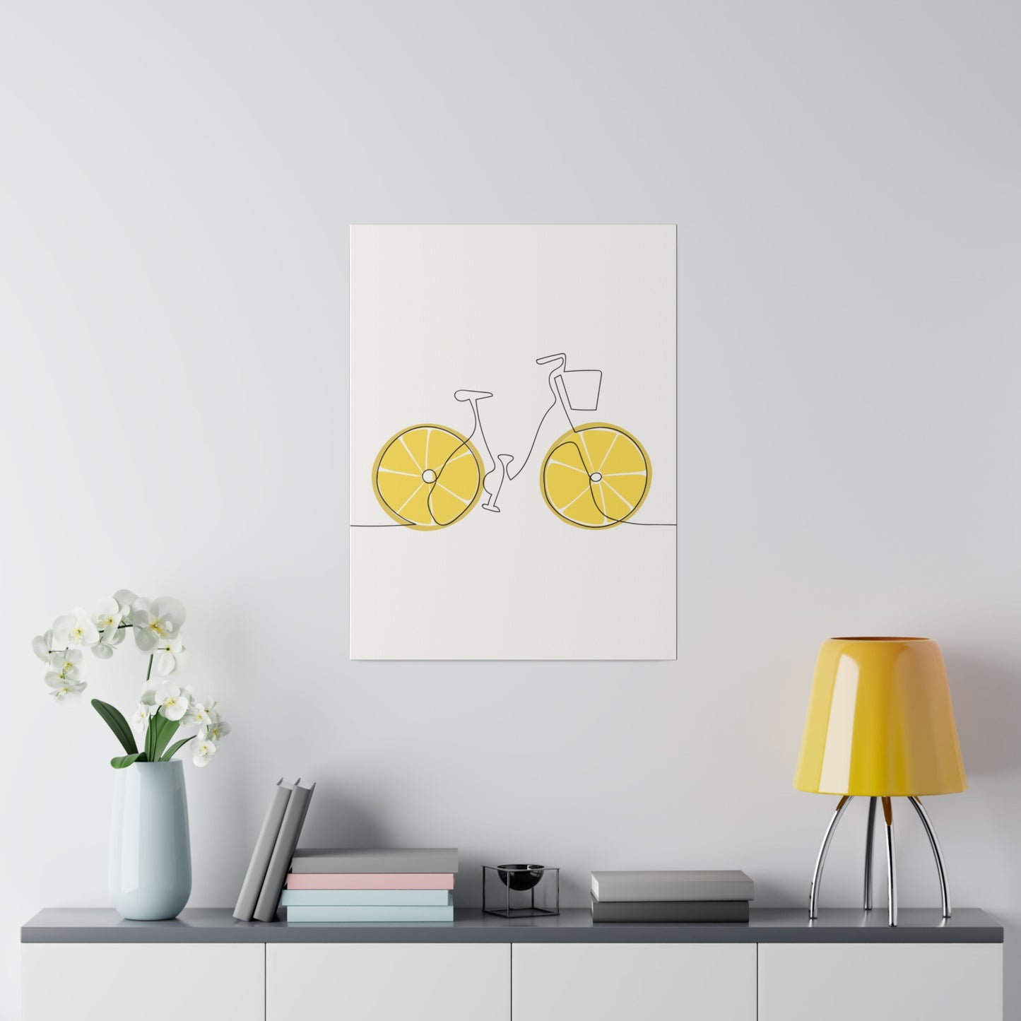 Lemon Wheel Bike Matte Canvas, Stretched, 0.75"