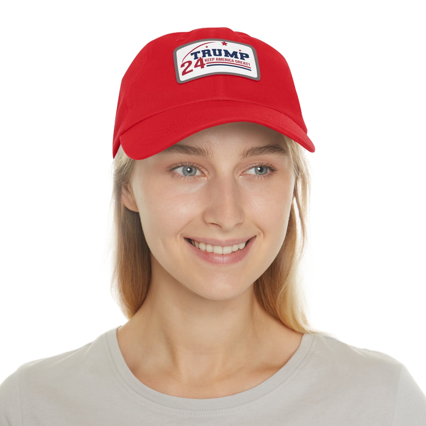 Trump 2024 Dad Hat with Leather Patch (Rectangle)