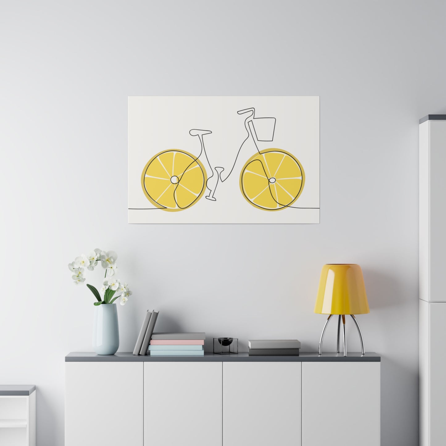 Lemon Wheel Bike Matte Canvas, Stretched, 0.75"