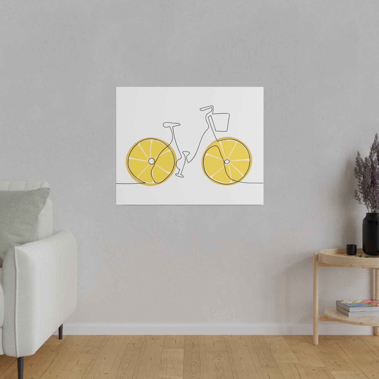 Lemon Wheel Bike Matte Canvas, Stretched, 0.75"