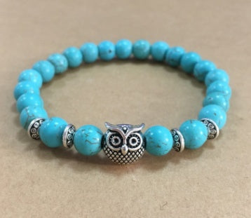 Natural Stone Owl Head Yoga Bracelet