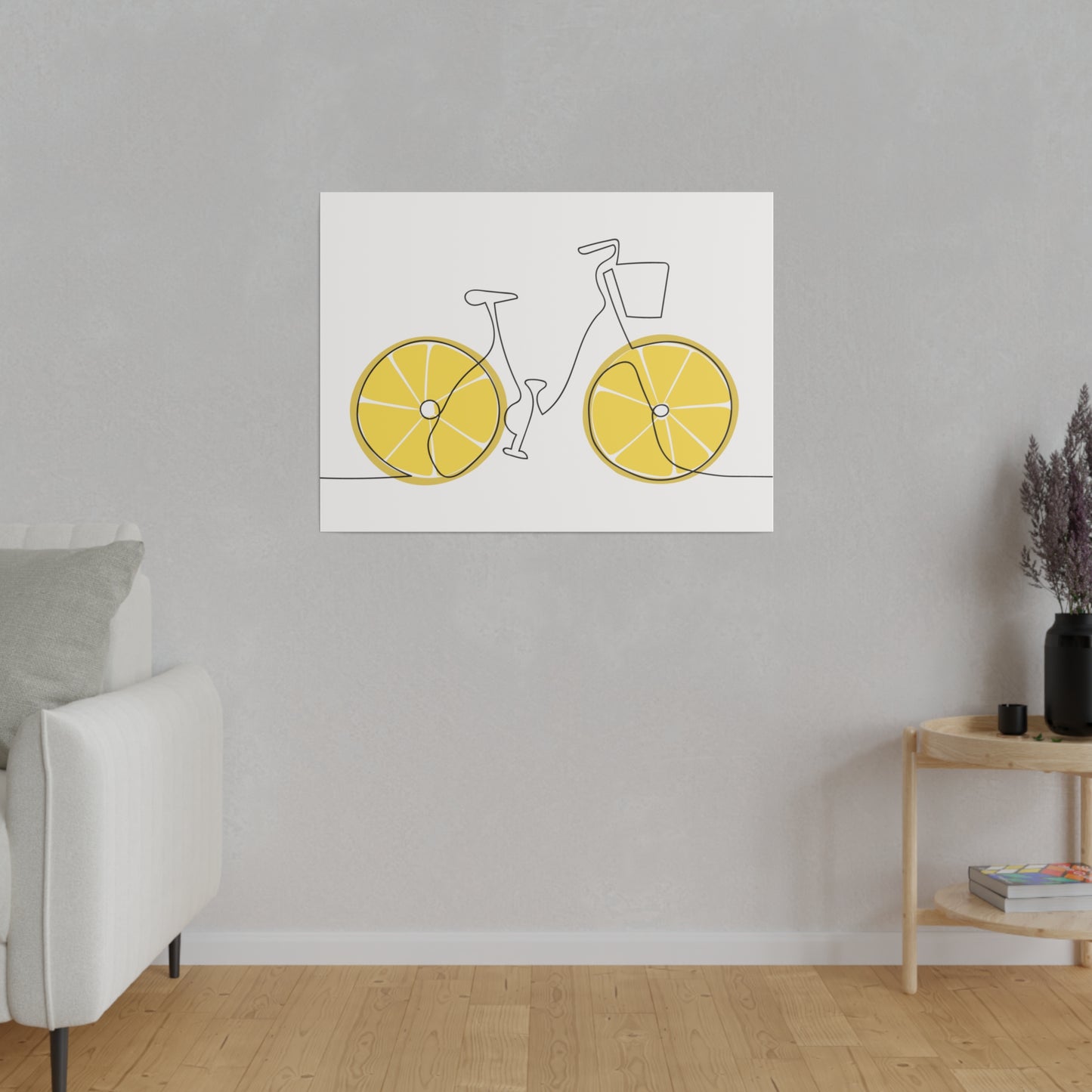 Lemon Wheel Bike Matte Canvas, Stretched, 0.75"