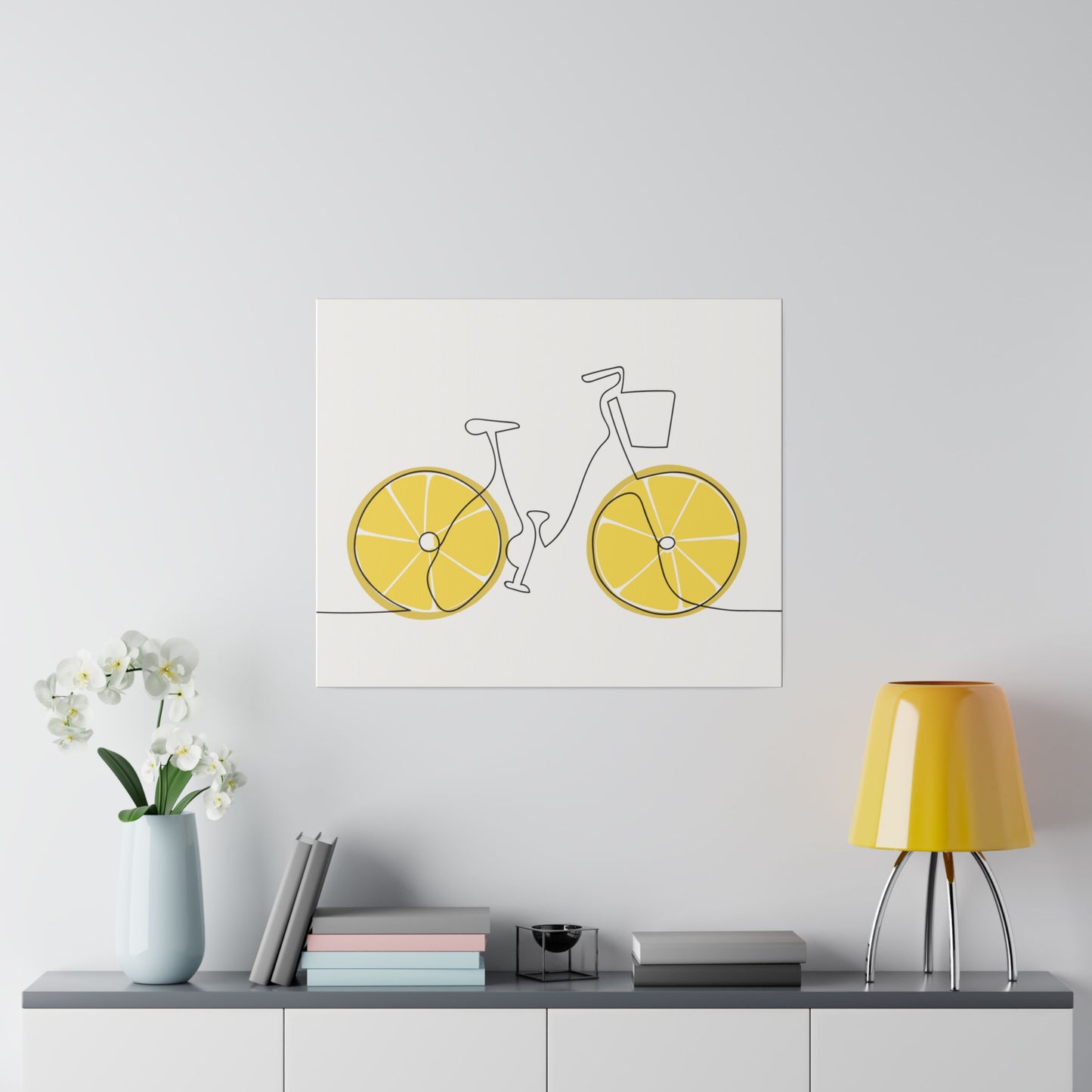 Lemon Wheel Bike Matte Canvas, Stretched, 0.75"