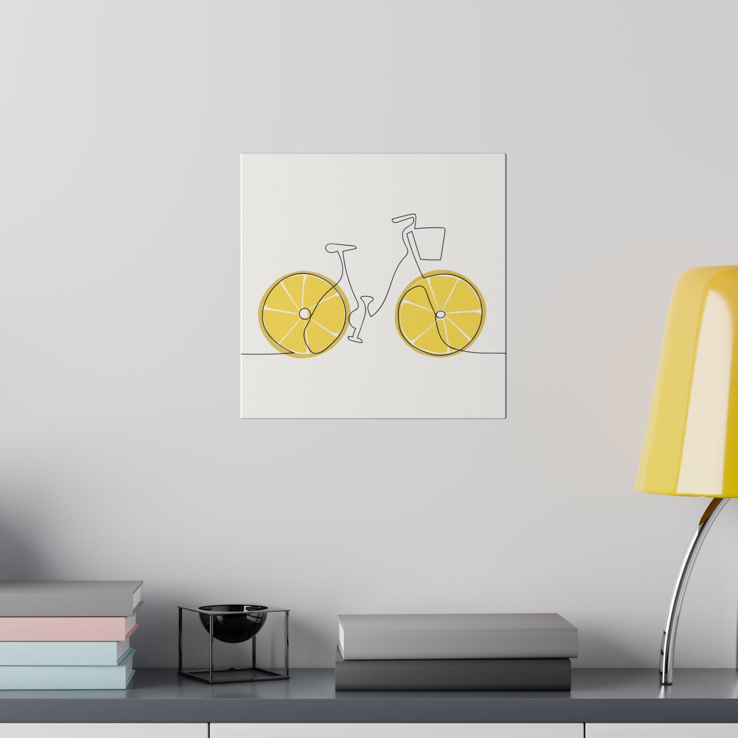 Lemon Wheel Bike Matte Canvas, Stretched, 0.75"