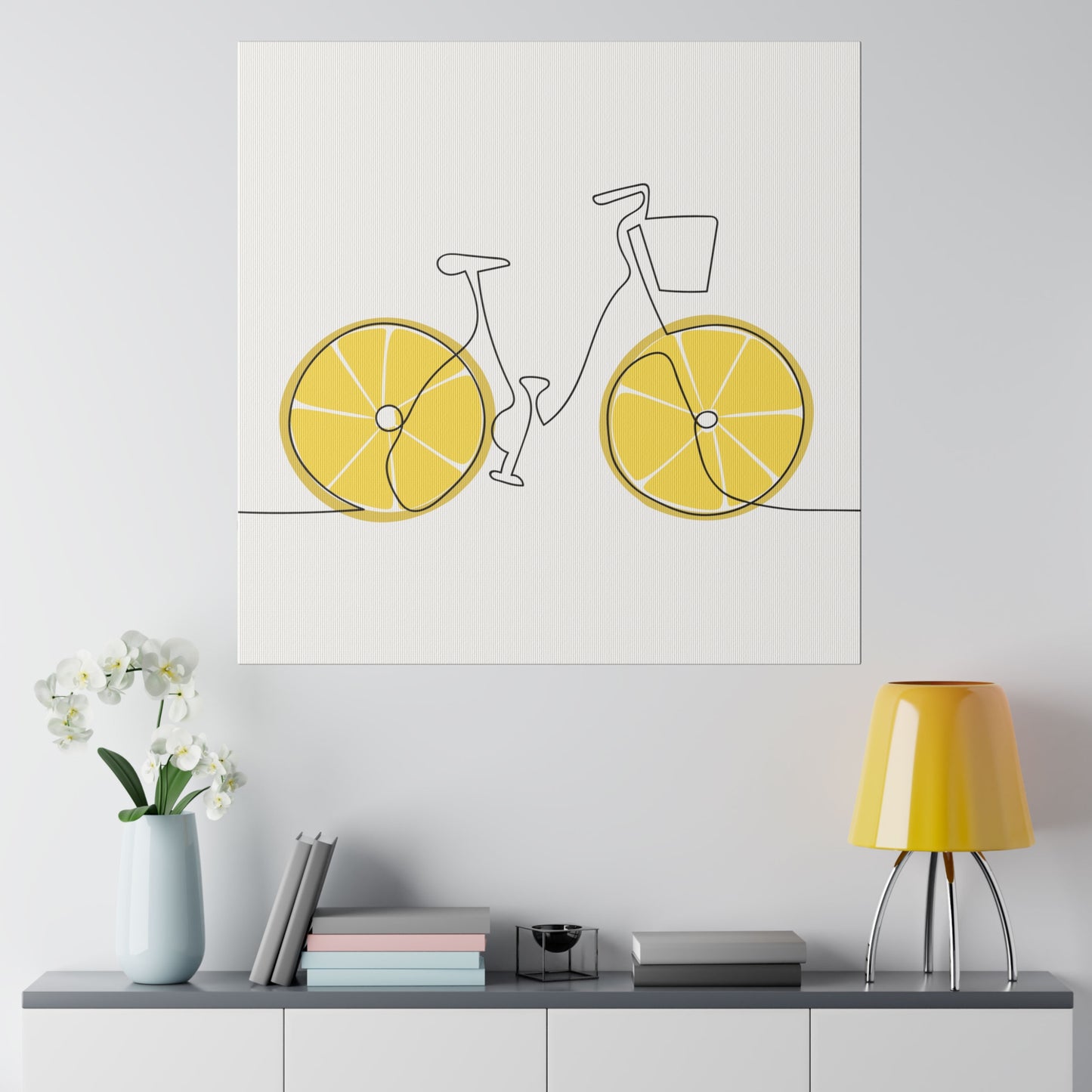 Lemon Wheel Bike Matte Canvas, Stretched, 0.75"