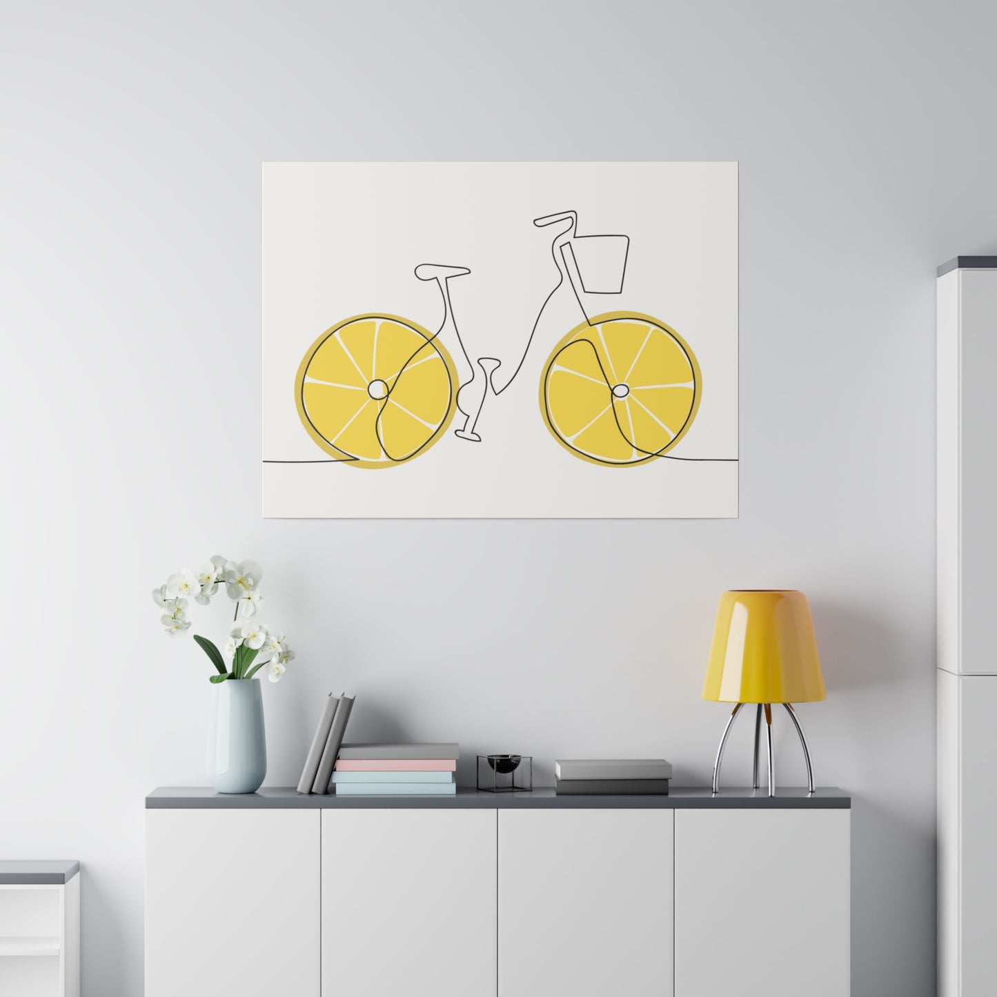 Lemon Wheel Bike Matte Canvas, Stretched, 0.75"