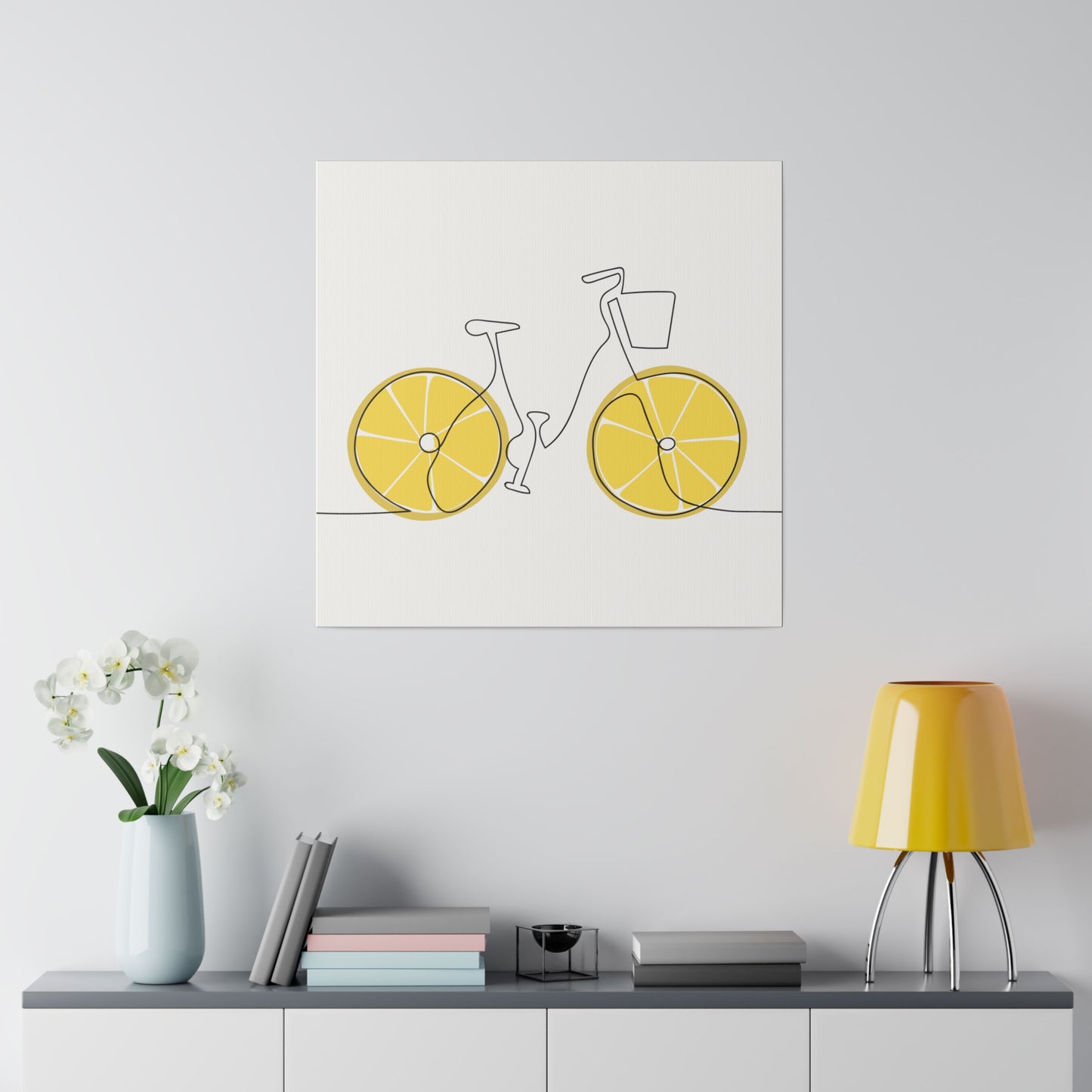 Lemon Wheel Bike Matte Canvas, Stretched, 0.75"