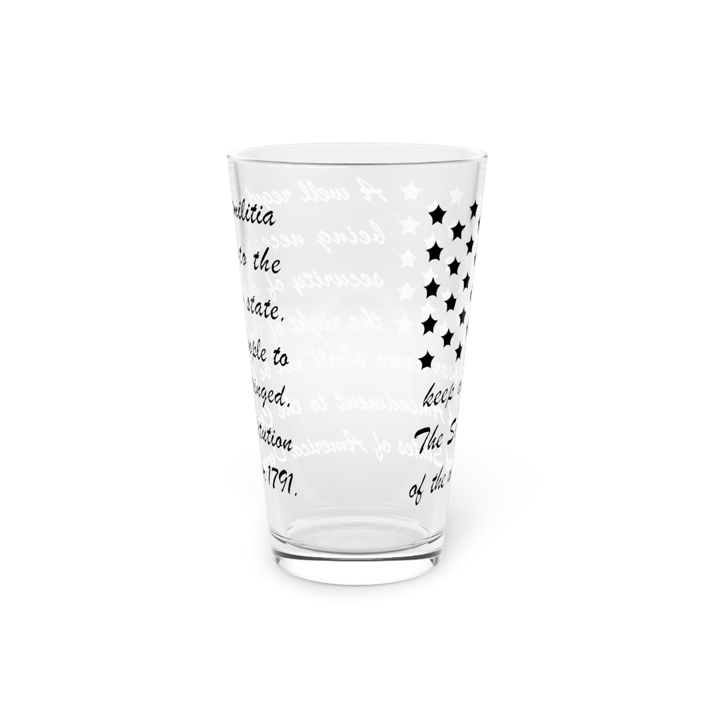 Well Regulated Militia - stars & stripes Pint Glass, 16oz