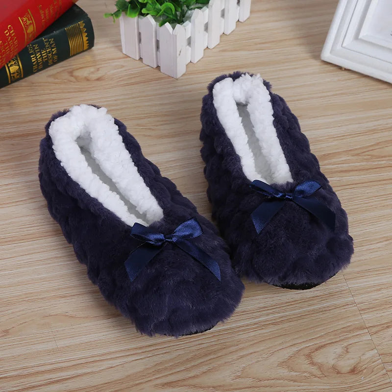 Home Fuzzy Slipper Women Winter Fur Contton Warm Plush Non Slip Grip Indoor Fluffy Lazy Female Mouse Ears Floor Shoe Living room