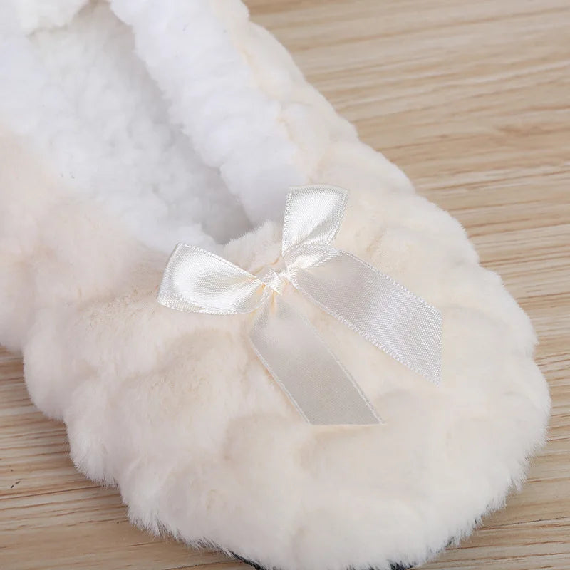 Home Fuzzy Slipper Women Winter Fur Contton Warm Plush Non Slip Grip Indoor Fluffy Lazy Female Mouse Ears Floor Shoe Living room