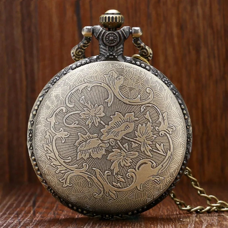 Bronze Tiger Hollow Quartz Pocket Watch Clock Necklace Pendant Womens Men GIfts Reloj De Bolsillo Dropshipping