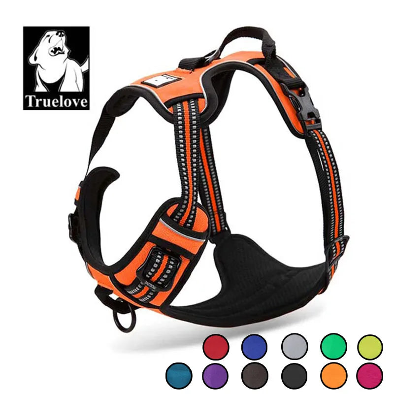 Truelove Reflective Nylon Pet Dog Harness No Pull Tactical For Small Medium Large Service Dog Vest Padded Mesh Adjustable Soft