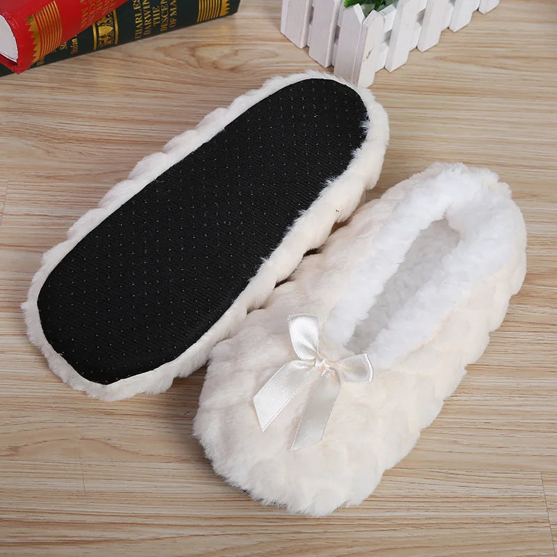 Home Fuzzy Slipper Women Winter Fur Contton Warm Plush Non Slip Grip Indoor Fluffy Lazy Female Mouse Ears Floor Shoe Living room