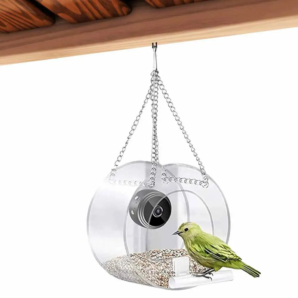 Bird House Camera Clear Window Bird Feeder With Suction Cups 720P HD Visual Storage Feeders Night Video Camera Heavy Duty Base