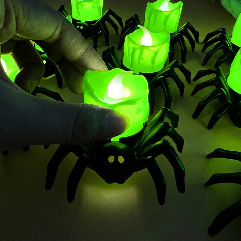 Halloween Decorations LED Candle Light Plastic Spider Skull Lamp for Home Bar Haunted House Halloween Party Decor Horror Props