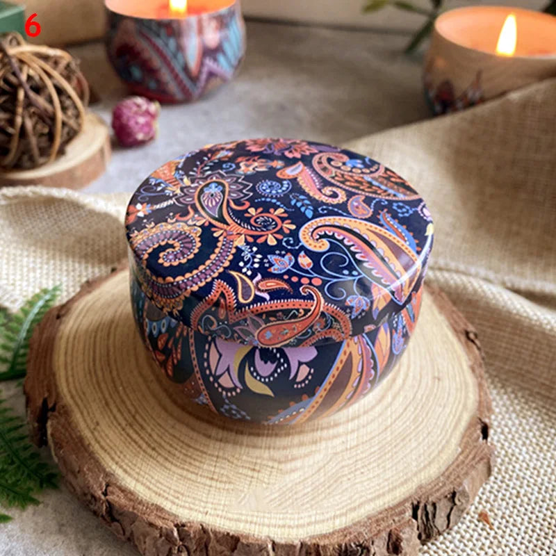 Vintage Scented Candles Dried Flowers Fragrance Candle Tinplate Box Flower Candle Candles Jar Wedding Gift  Home Decoration