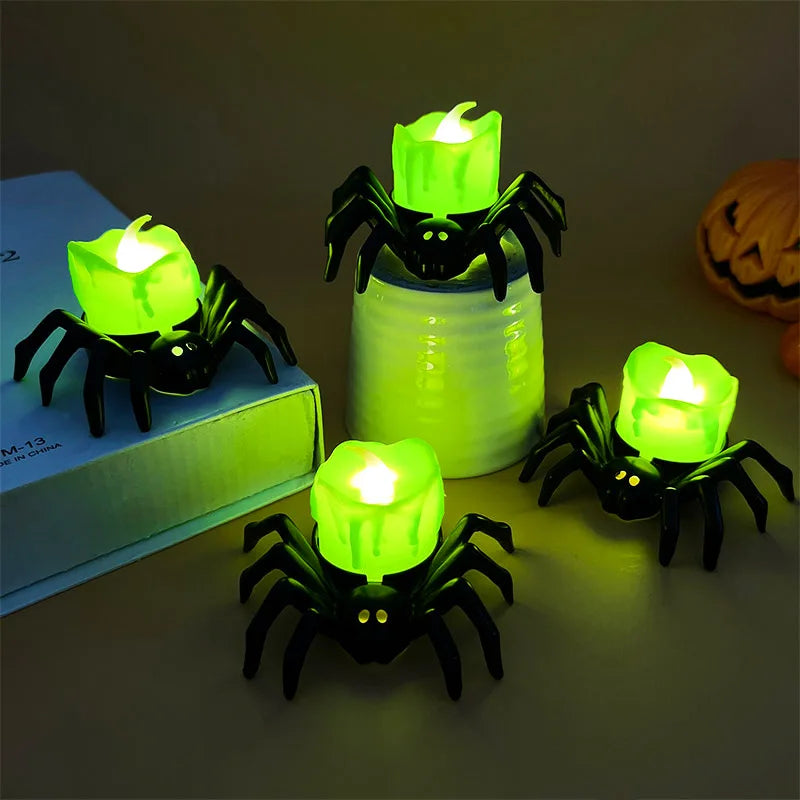 Halloween Decorations LED Candle Light Plastic Spider Skull Lamp for Home Bar Haunted House Halloween Party Decor Horror Props