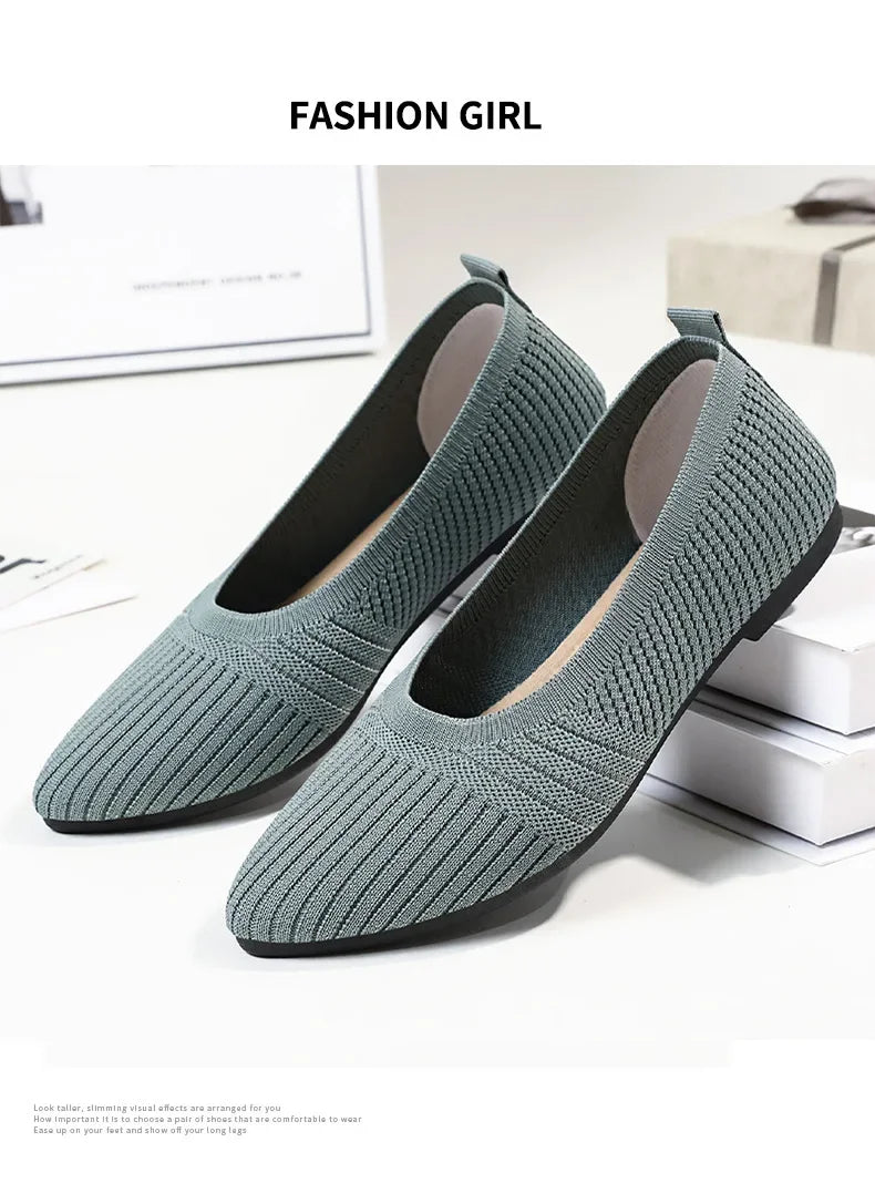 Hot Sales Women Shoes 2023 Autumn Pointed Soft Sole Casual Shoes for Women Fashion Mesh Breathable Flat Shoes Zapatos Mujer