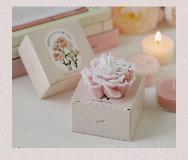 Handmade Carnation Candle Scented Candle Aromatherapy Soy Wax Candle Wedding Birthday Candles Party Home Decoration Photo Props