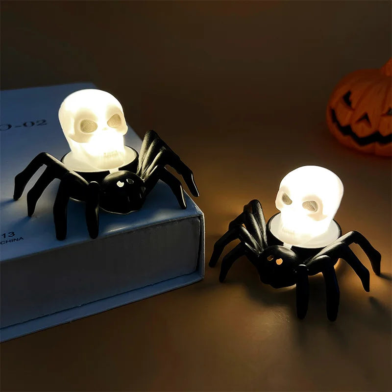 Halloween Decorations LED Candle Light Plastic Spider Skull Lamp for Home Bar Haunted House Halloween Party Decor Horror Props