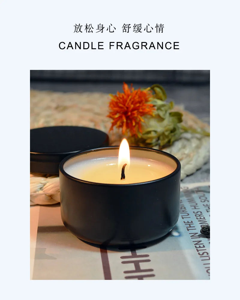 Burning 15h Citronella Anti-mosquito Aromatherapy Candels Black Tin Can Hotel Home Environmentally Friendly Soy Aromatic Candle