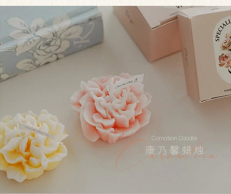 Handmade Carnation Candle Scented Candle Aromatherapy Soy Wax Candle Wedding Birthday Candles Party Home Decoration Photo Props