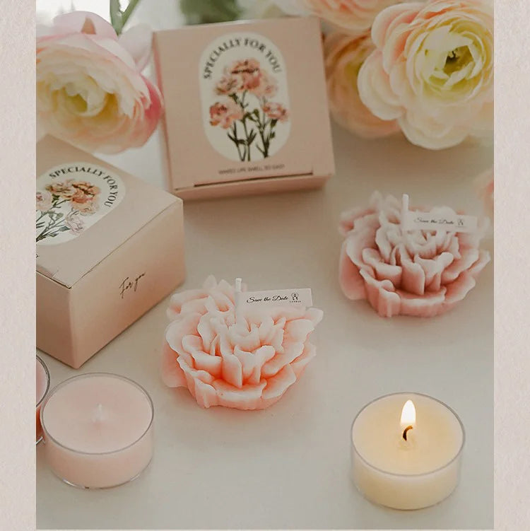 Handmade Carnation Candle Scented Candle Aromatherapy Soy Wax Candle Wedding Birthday Candles Party Home Decoration Photo Props