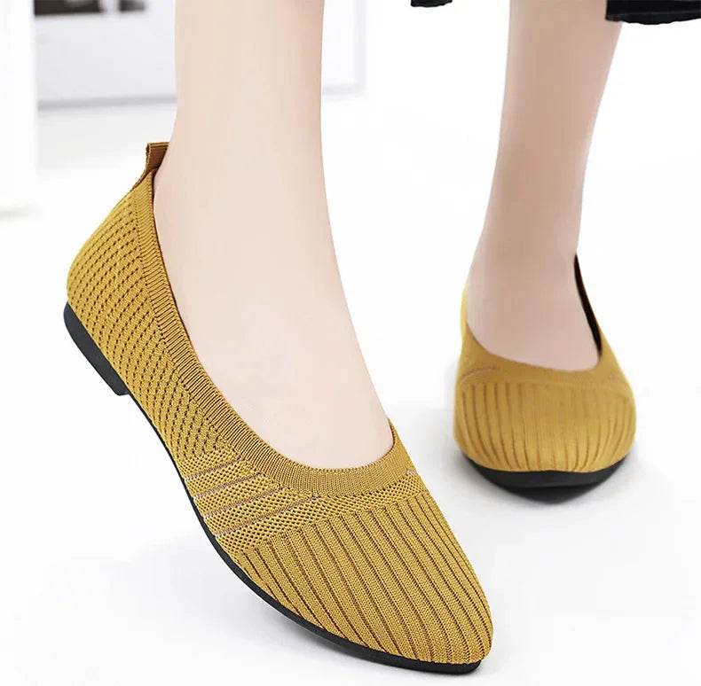 Hot Sales Women Shoes 2023 Autumn Pointed Soft Sole Casual Shoes for Women Fashion Mesh Breathable Flat Shoes Zapatos Mujer