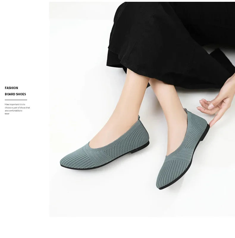 Hot Sales Women Shoes 2023 Autumn Pointed Soft Sole Casual Shoes for Women Fashion Mesh Breathable Flat Shoes Zapatos Mujer