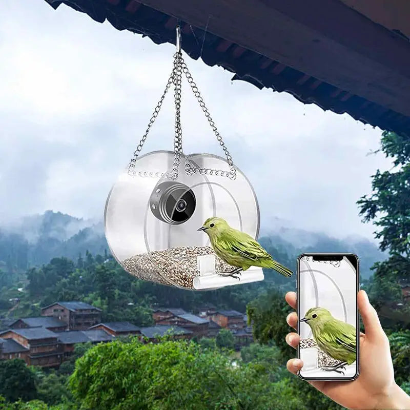 Bird House Camera Clear Window Bird Feeder With Suction Cups 720P HD Visual Storage Feeders Night Video Camera Heavy Duty Base